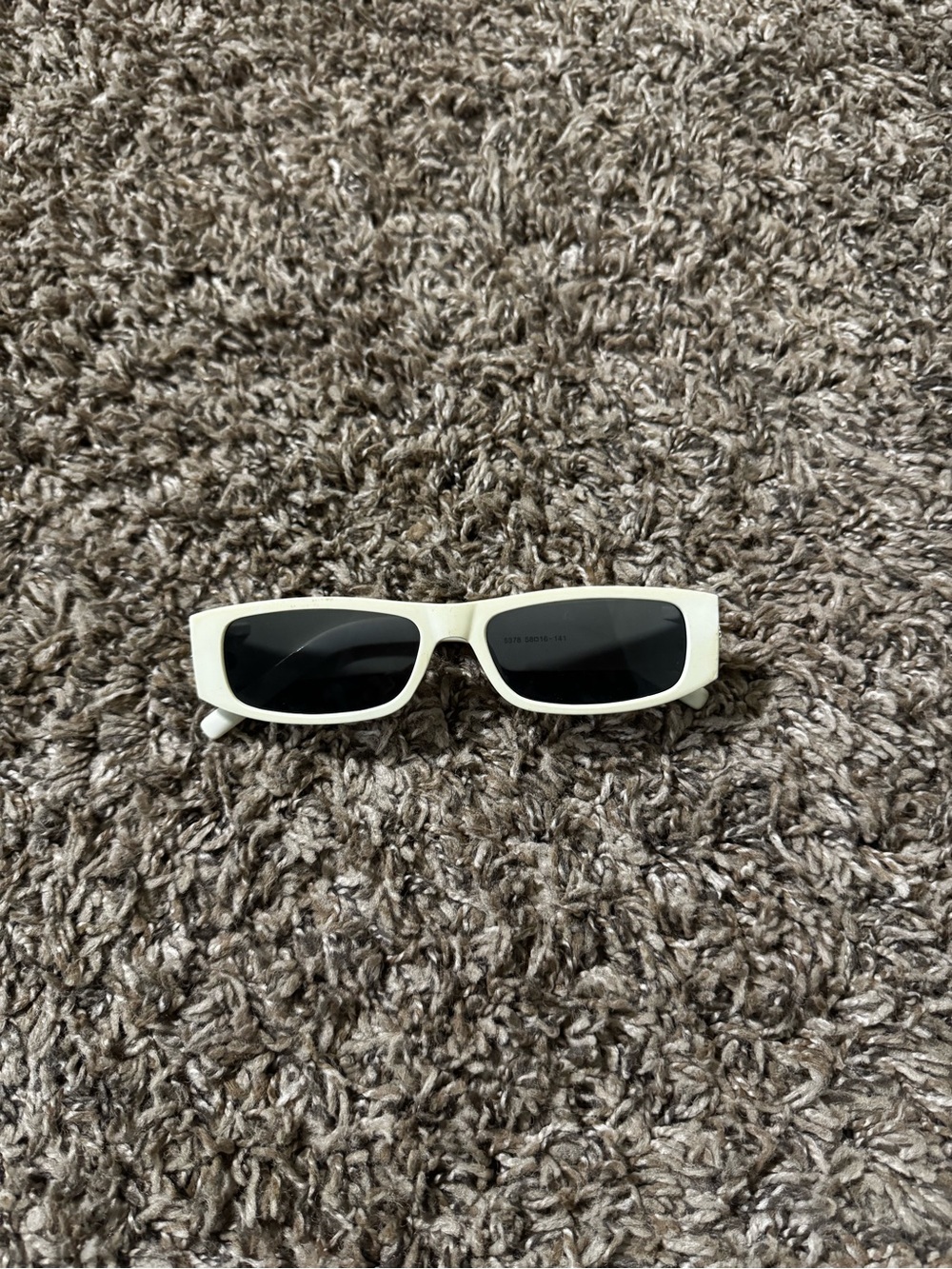 White Rectangular Sunglasses with Dark Lenses